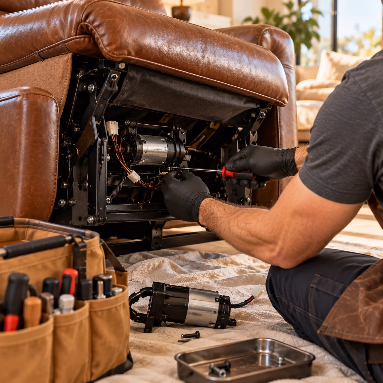 Replacing a power recliner motor